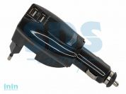 Устройство зарядное универсальное трансформер авто+сетевое 2 USB (2х1000 mA) c индикатором, блистер (REXANT)