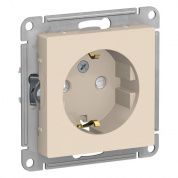 Розетка с/з со шторками Atlas Design бежевый, ATN000245