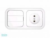 Блок выкл. 3 клав. + розетка (скрытая, б/з) белая, Гармония, BYLECTRICA (Выключатель трехклавишный + розетка скрытой установки Гарантийный срок:24 мес