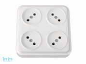 Розетка 4-ая (открытая, б/з) белая, Вариант, BYLECTRICA (штепсельная четырехместная для открытой установки квадратная Гарантийный срок:24 месяца)