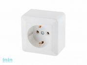 Розетка 1-ая (открытая, с/з) белая, Эконом, Юпитер (РА16-102) (ЮПИТЕР)