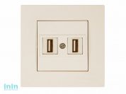 Розетка компьютерная 2хUSB (скрытая) кремовая, RITA, MUTLUSAN (2xUSB 2.0 port, highspeed, 480Mps, 60Mb/sec)