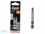 Насадка крестообразная PH2 50мм  2шт торсионная GEPARD (GP3900-50) (бита Phillips сталь S2 магнитная)