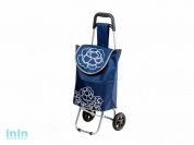 Сумка-тележка хозяйственная на колесах 20 кг, синяя, цветок, PERFECTO LINEA