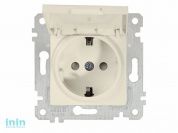 Розетка 1-ая (скрытая, без рамки, с/з, шторки,с крышкой) кремовая, RITA, MUTLUSAN (16 A, 250 V, IP 20)