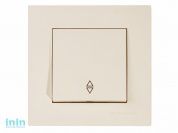 Выключатель проходной 1-клав. (скрытый, пруж. зажим) кремовый, RITA, MUTLUSAN (10 A, 250 V, IP 20)