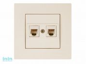 Розетка телефонная 2хRJ12 (скрытая) кремовая, RITA, MUTLUSAN