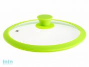 Крышка стеклянная, 240 мм, с силиконовым ободом, зеленая, PERFECTO LINEA