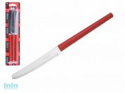 Набор ножей столовых, 3шт., серия MILLENIUN, красные, DI SOLLE (Длина: 213 мм, длина лезвия: 101 мм, толщина: 0,8 мм. Прочная пластиковая ручка.)