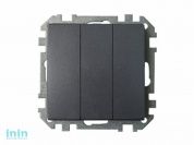 Выключатель 3 клав. (cкрытый, 10А) графит, Стиль, Bylectrica (Выключатель трехклавишный скрытой установки)