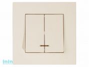 Выключатель 2-клав. (c подсветкой, скрытый, пруж. зажим) кремовый, RITA, MUTLUSAN (10 A, 250 V, IP 20)