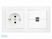 Блок выкл. 2 клав. + розетка (скрытая, с/з) со световой индикацией,белая, Стиль, BYLECTRICA (Гарантийный срок:24 месяца)