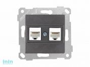 Розетка компьютерная 2xRJ45 (Cat6, скрытая, без рамки) дымчатая, RITA, MUTLUSAN