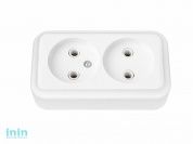 Розетка 2-ая (открытая, б/з) белая, Bylectrica (Розетка двухместная открытой установки      Без задн. стенки (крышки) Гарантийный срок:24 месяца)