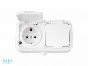 Розетка 2-ая (открытая, с/з, брызг. защ.) белая, Пралеска Аква, Bylectrica (Розетка штепсельная двухместная с заземляющим контактом брызгозащищенная о