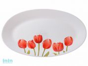 Блюдо стеклокерамическое, 320 мм, овальное, серия Сад тюльпанов, DIVA LA OPALA (Collection Ivory  Прекрасный подарок)
