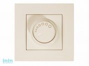 Выключатель поворотный с подсветкой (диммер) (скрытый, винт. зажим, 600Вт) кремовый, RITA, MUTLUSAN (220VAC, 60 - 600VA,  50 Hz, IP20)