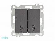 Выключатель проходной 2-клав. (скрытый, без рамки, винт. зажим) дымчатый, RITA, MUTLUSAN (10 A, 250 V, IP 20)