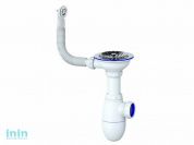 Сифон для кухни с чашкой D112, с круглым переливом (пластик), Unicorn (Сифон с большой горловиной)