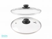 Крышка стеклянная, 220 мм, с металлическим ободом, круглая, PERFECTO LINEA (Стеклянная крышка на сковороду диаметром 22 см с паровыпуском изготовлена