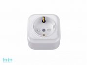 Розетка 1-ая (открытая, с/з, з/ш) белая, Вариант, Bylectrica (Розетка штепсельная для открытой установки с заземляющим контактом со шторками Гарантийн