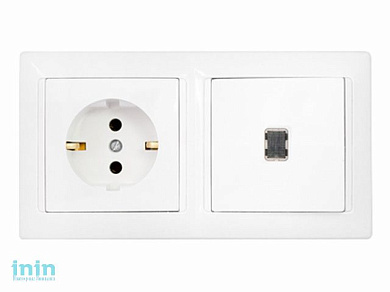 Блок выкл. 1 клав. + розетка (скрытая, с/з) со световой индикацией, белая, Стиль, BYLECTRICA (Гарантийный срок:24 месяца)