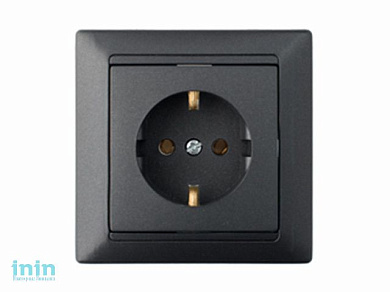 Розетка 1-ая (скрытая, с/з) графит, Стиль, Bylectrica (штепсельная с заземляющим контактом скрытой установки Гарантийный срок:24 месяца)