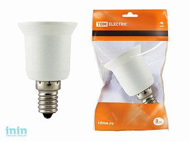 Переходник E14-E27, белый, TDM