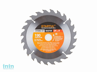 Диск пильный 190х30/20/16 мм 24 зуб. по дереву STARTUL (твердоспл. зуб)