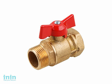 Кран шаровый 1/2" стандарт нар.-вн. бабочка PN1,6 МПа, 11Б27п7, Цветлит