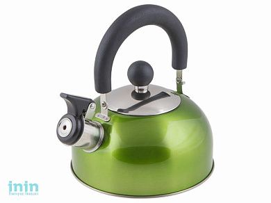 Чайник со свистком, нержавеющая сталь, 1.2 л, серия Holiday, зеленый металлик, PERFECTO LINEA (диаметр 16,5 см, высота 13,5 см, общий объем изделия 1,