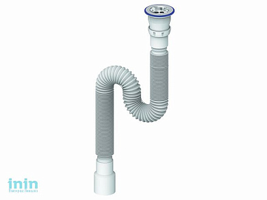 Сифон 1 1/2"х40/50 гофрированный 1200 мм (удлинённый), Unicorn