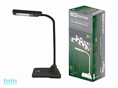 Светильник светодиодный настольный СН-90, гибкий, выключатель, 220 В, 5 Вт, 5300 К черный  TDM
