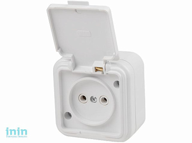 Розетка 1-ая (открытая, б/з, брызг. защ.) белая, Стандарт, Юпитер (RA16-201-Б) (ЮПИТЕР)