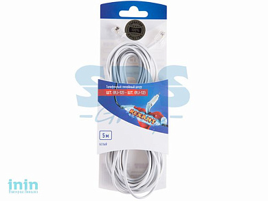 Удлинитель телефонный 6р-4с, 5 м, белый REXANT