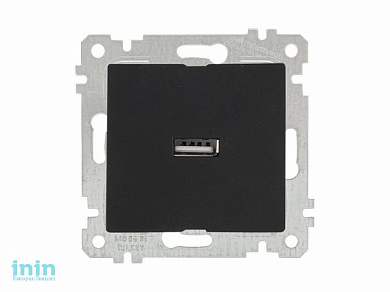 Розетка 1-ая USB (скрытая, без рамки) черная, RITA, MUTLUSAN (USB charge, 5V-2.1A)