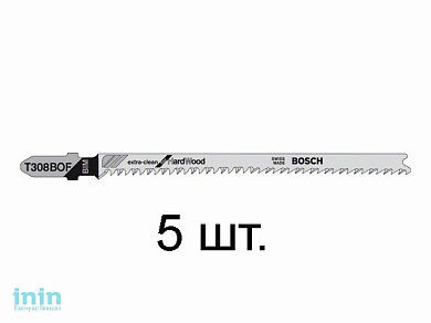 Пилка лобз. по дереву T308BOF (5 шт.) BOSCH (пропил криволинейный, тонкий, для точного реза, в т.ч. в твердой древисине)