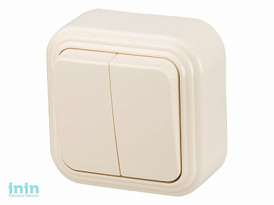 Выключатель 2 клав. (открытый, до 6А) бежевый,  Стандарт, Юпитер (VA 56-232-БЖ) (ЮПИТЕР)