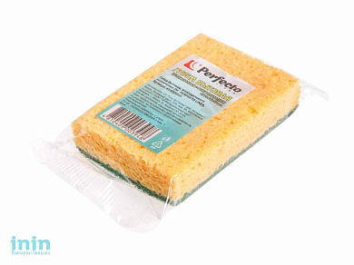 Губка бытовая целлюлозная с фиброполотном, 100х65х25 мм, PERFECTO LINEA