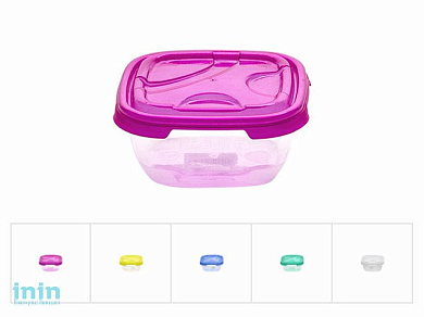 Контейнер пласт. прямоуг. 0.3 л, с крышкой, Frigo, DRINA (105х105х50 мм, цвета в ассортименте)