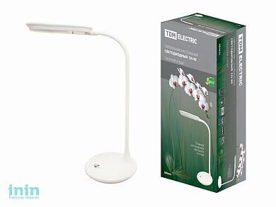 Светильник светодиодный настольный СН-90, гибкий, сенсор-диммер, 220 В, 5 Вт, 5300 К белый TDM