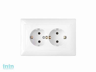 Розетка 2-ая (скрытая, с/з) белая, Стиль, Bylectrica (Розетка штепсельная двухместная скрытой установки Гарантийный срок:24 месяца)