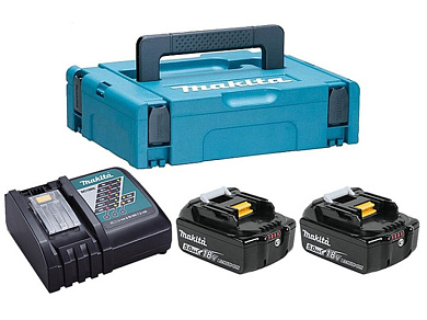 Аккумулятор 18.0 В BL1850B 2 шт. + зарядное устройство DC18RC в кейсе (Набор BL1850B 18V 5,0 Ah 2 шт. + DC18RC) (MAKITA)