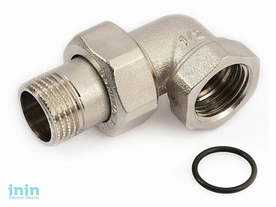 Американка угловая вн.-нар. 1/2" с уплотнительным кольцом никелир. General Fittings
