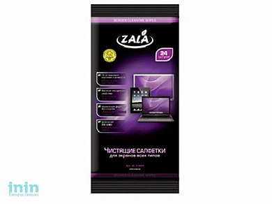 Салфетки влажные чистящие для экранов всех типов, 24 шт., ZALA (мягкая упаковка)