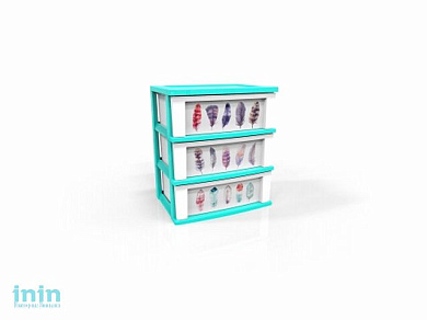 Комод Serenity 3-х секционный, бирюза, BEROSSI (Изделие из пластмассы. Размер 540 х 382 х 621 мм)