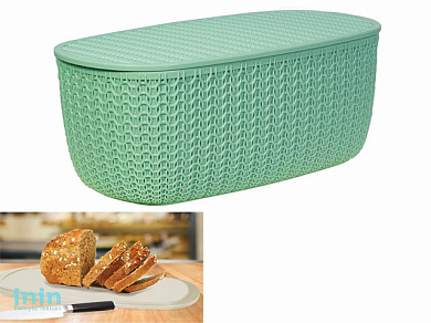 Хлебница ВЯЗАНИЕ с разделочной доской (фисташковый) (IDEA)