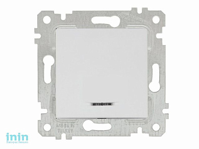 Выключатель 1-клав. (с подсветкой, скрытый, без рамки, винт. зажим) белый, RITA, MUTLUSAN (10 A, 250 V, IP 20)