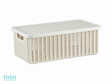 Ящик для хранения с крышкой ВЯЗАНИЕ 125x195x350мм (белый) (IDEA)