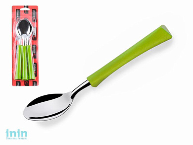 Набор ложек столовых, 3шт., серия INOVA D+, зеленые, DI SOLLE (Длина: 200,5 мм, длина стальной части: 85 мм, толщина: 0,8 мм. Прочная пластиковая ручк